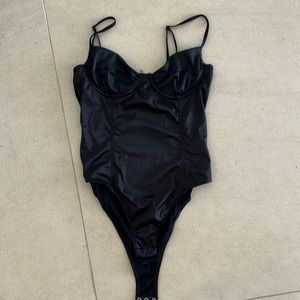 Zara black satin bodysuit